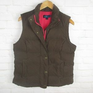Boden Brown and Pink Goose Down Puffer Vest